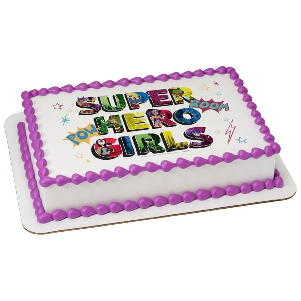 DC GIRL SUPERHERO PERSONALIZED EDIBLE ICING CAKE TOPPER'S VARIOUS SIZES